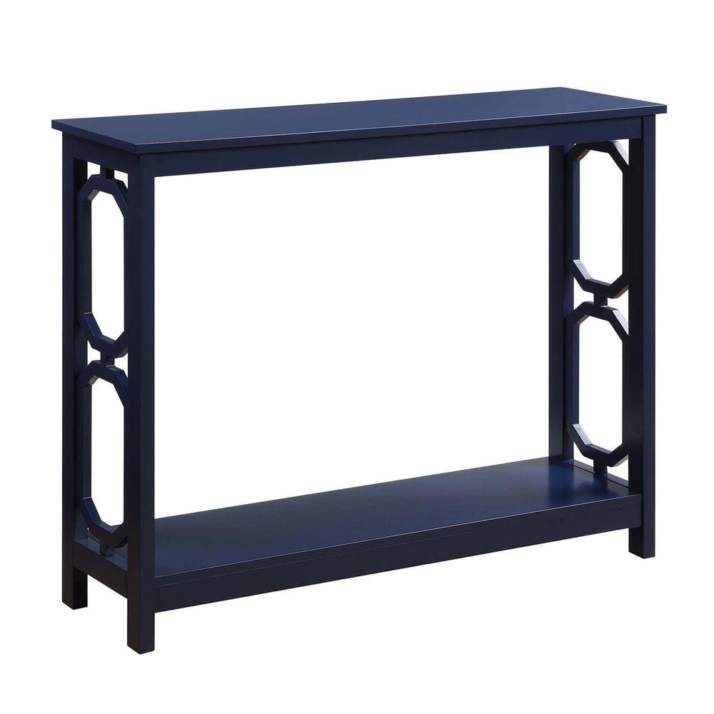 Cobalt Blue Omega Console Table with Geometric Shelf, 40"