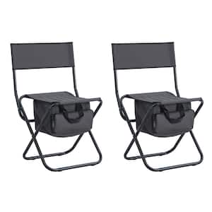 2-Piece Folding Outdoor Chair with Storage Bag, Portable Chair for Indoor, Outdoor Camping, Picnics and Fishing in Grey