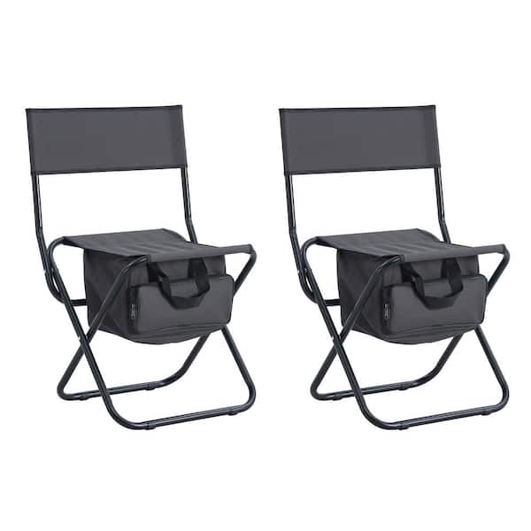 Cisvio 2-Piece Folding Outdoor Chair with Storage Bag, Portable Chair for Indoor, Outdoor Camping, Picnics and Fishing in Grey