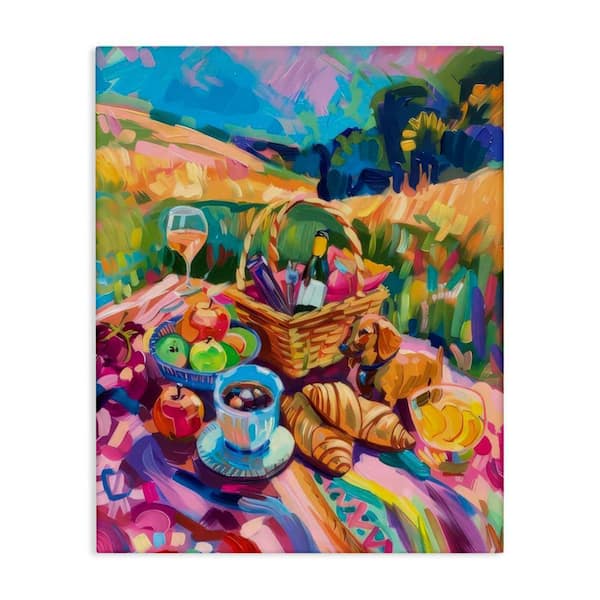 Stupell Industries Canvas Wall Art - Abstract Flowers In Blue, Orange & Pink, 16"x20" Stretched Canvas - View #2