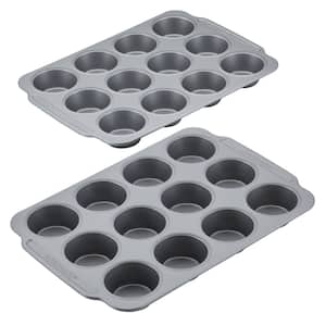 Double Batch 2-Piece Gray Muffin and Cupcake Pan Set