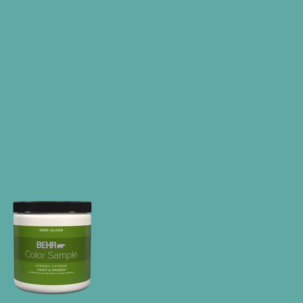 BEHR PREMIUM PLUS 8 oz. 500D5 Teal Zeal SemiGloss Interior/Exterior