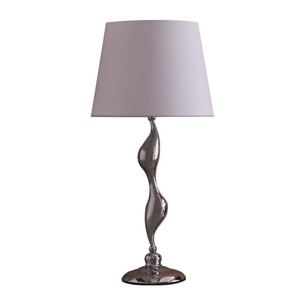 EKIEUDL 24 in. Silver Art Deco Silhouette Table Lamp w/ 64 in. Cord and In-line On/Off Switch for Bedroom, Livingroom Table Lamp