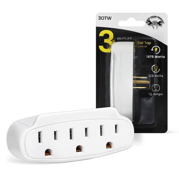 15 Amp 3-Outlet Grounded AC/DC Adapter Wall Tap, White