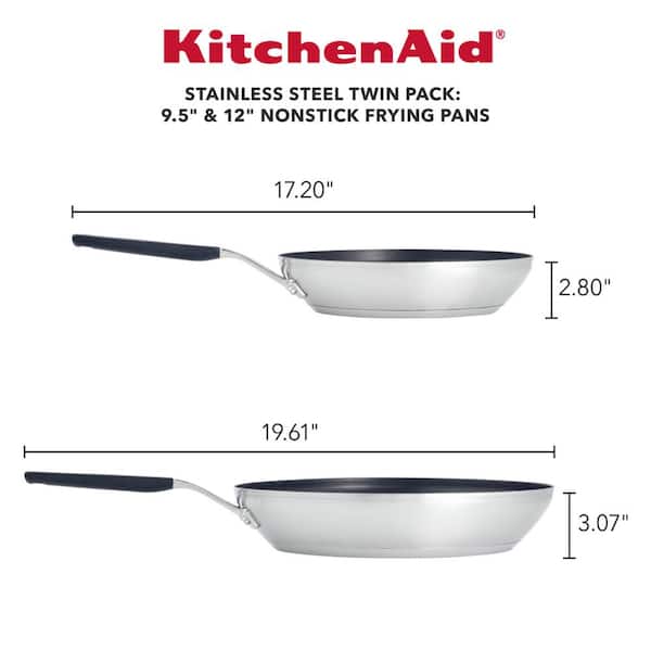 KitchenAid Stainless Steel Silver Stainless Steel Nonstick Frying Pan Set - The Depot
