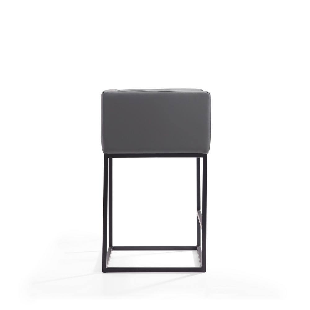 Set of 3 Gray Faux Leather and Metal Counter Stools