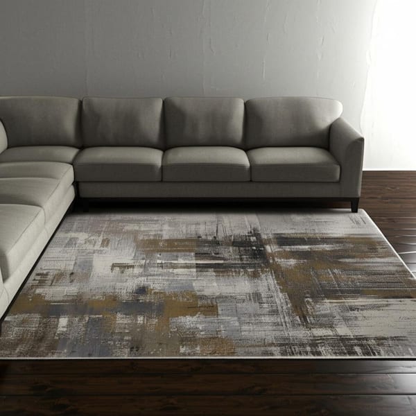 Brown 8 x 12 ft. Loomed Abstract Rectangle Indoor Area Rug