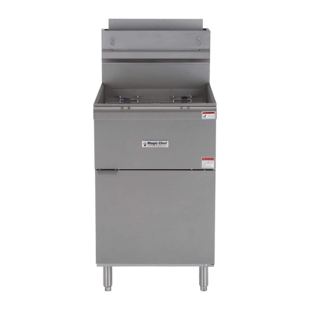 Magic Chef 52 Qt. Stainless Steel Commercial Natural Gas Fryer, Silver