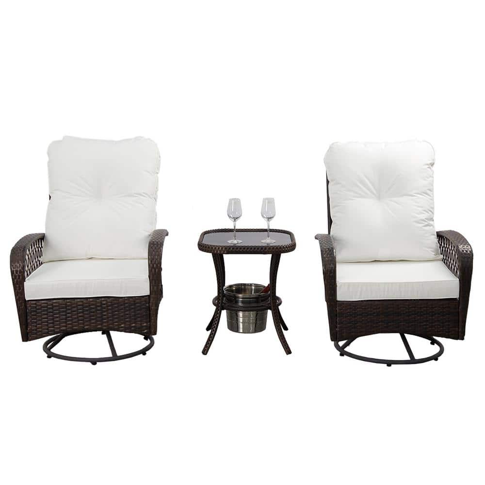 PATIOPTION 3Piece Patio Furniture Sets, Wicker Outdoor Bistro Set with