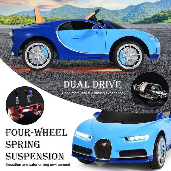 Costway 12-Volt Licensed Bugatti Chiron Kids Ride-On Car RC with Storage  Box and MP3 Navy TY327941NY - The Home Depot