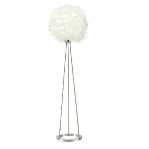 Unbranded Modern Style 70 in. Sandy Nickel Floor Lamp with Metal Base and Feather Globe Shade for Living Room Bedroom