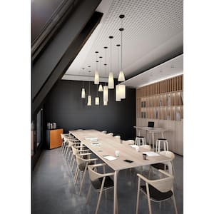 Mati 6 in. W x 10.9 in. H 1-Light Matte White Etched Glass Shade Modern Cylinder Pendant with Satin Nickel Canopy