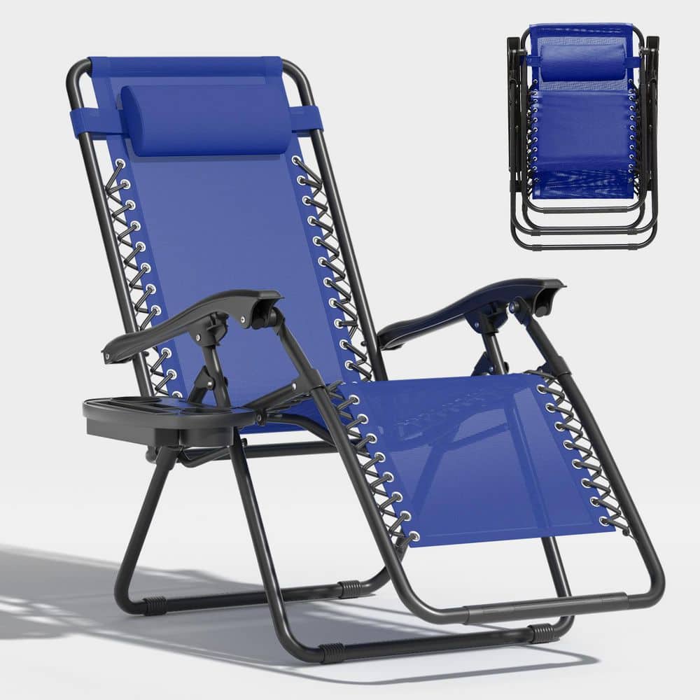 MoNiBloom Patio Lounge Foldable Zero Gravity Chair with Cup