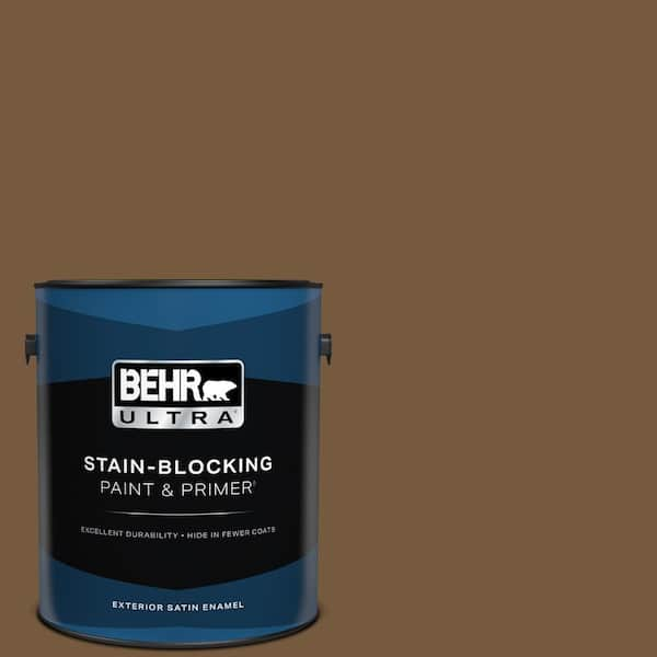 BEHR ULTRA 1 gal. #290F-7 Wooden Cabin Satin Enamel Exterior Paint & Primer