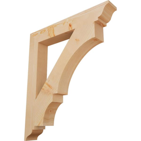 Ekena Millwork 3.5 in. x 32 in. x 28 in. Douglas Fir Balboa Traditional Smooth Bracket