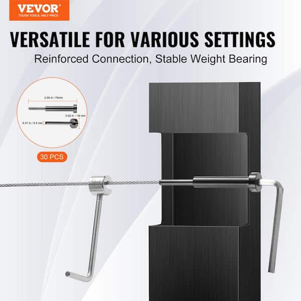 30 Pack Invisible Cable Railing kit T316 Stainless Steel 1/8 in. Invisible Receiver and Swage Stud End for Cable Railing