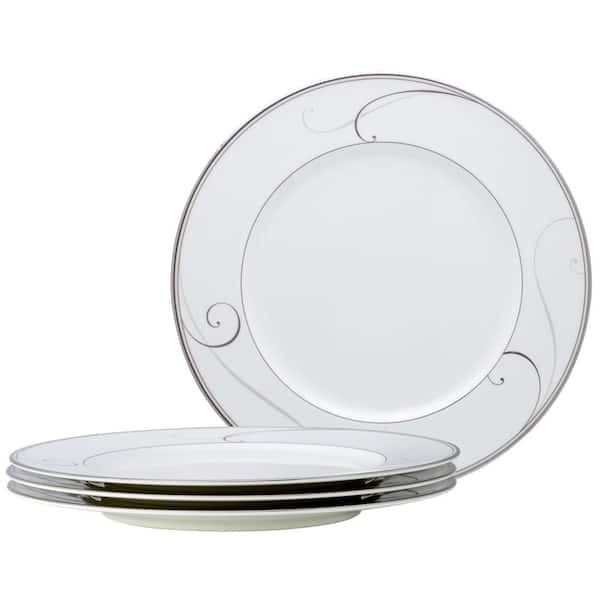 Noritake Platinum Wave 11 in. (Platinum) Porcelain Dinner Plates, (Set of 4)