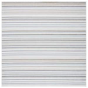 Cabana Ivory/Gray 7 ft. x 7 ft. Striped Indoor/Outdoor Patio  Square Area Rug