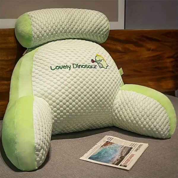 28 in. x 20 in. Green Iced Bean Dinosaur Sofa Throw Pillow with Arms for Bed Relaxation
