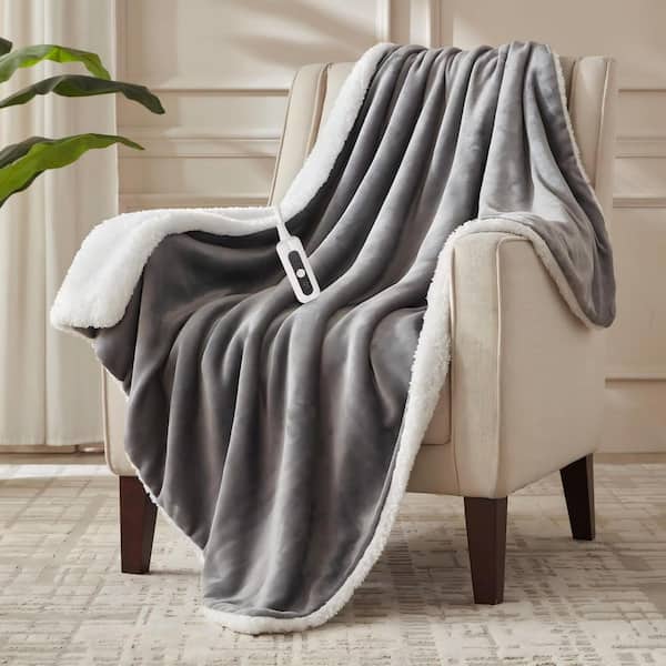 50 in. x 60 in. Heated Throw Blanket with 6 Heating Levels and 4 Hours Auto-Off, Safe Electric Blanket, London Grey