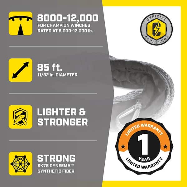 1020 in. 8000 lbs. to 10000 lbs. Large Synthetic Winch Rope