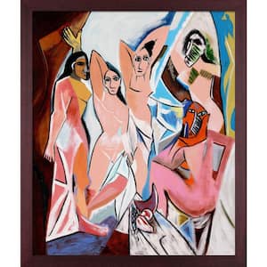 Les Demoiselles D'Avignon by Pablo Picasso Open Grain Mahogany Framed Oil Painting Art Print 22.5 in. x 26.5 in.