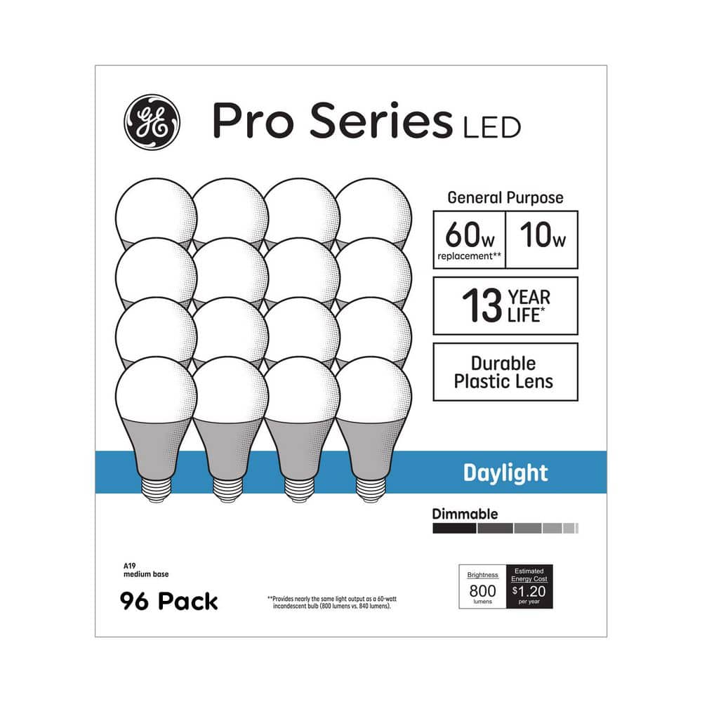 60.0-Watt Equivalent LED A19 Daylight Dimmable Light Bulb 96-Pack price history on PriceWatchPro