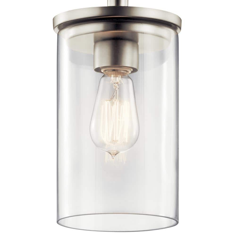 Crosby 10.75" Clear Glass Brushed Nickel Mini Pendant Light