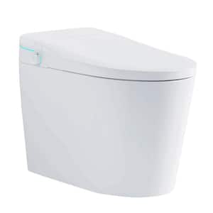 Electric Battery Bidet Seat for Elongated Toilets in White with Auto Flush, Warm Water and Heated Seat