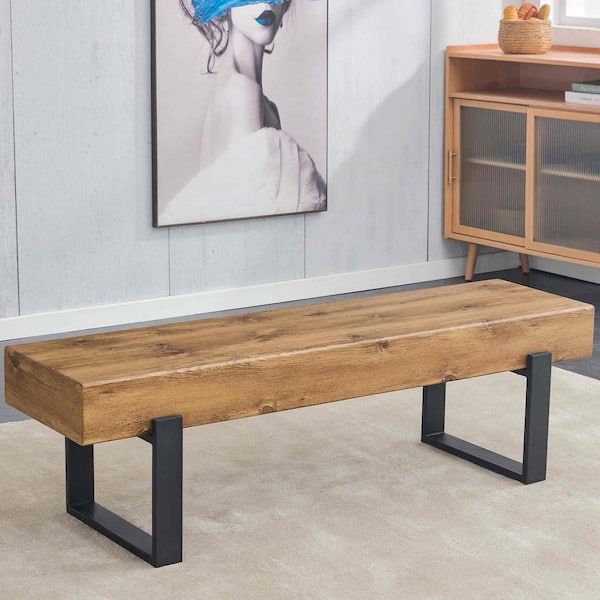 Natural Wood Wash Wood 59 in. Sled Dining Table Seats-4