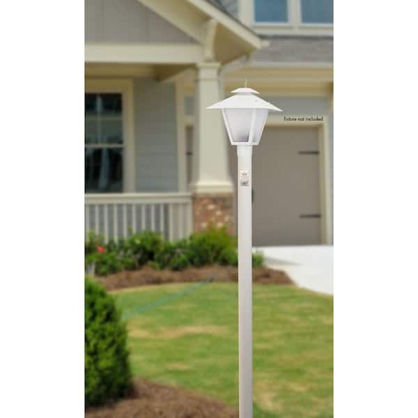 Solus 7 Ft White Outdoor Direct Burial, Patio Light Pole Home Depot