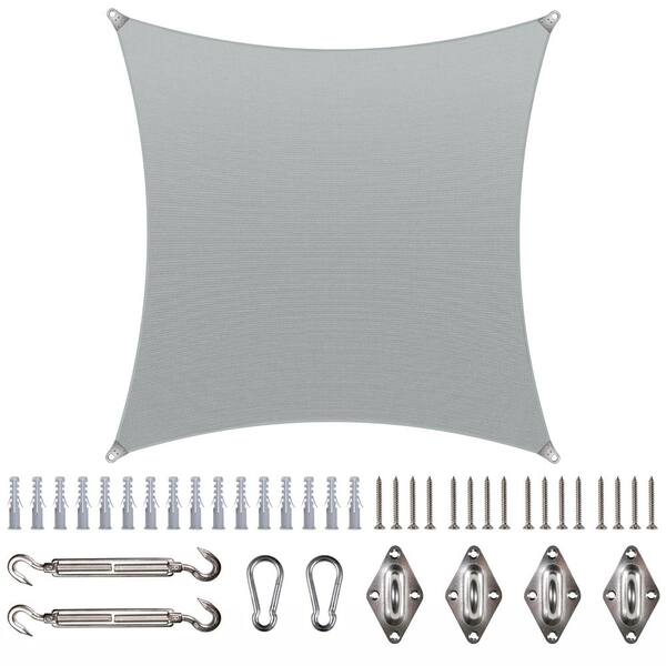 Super Ring 12 ft. x 16 ft. Sun Shade Sail with Hardware-Grey