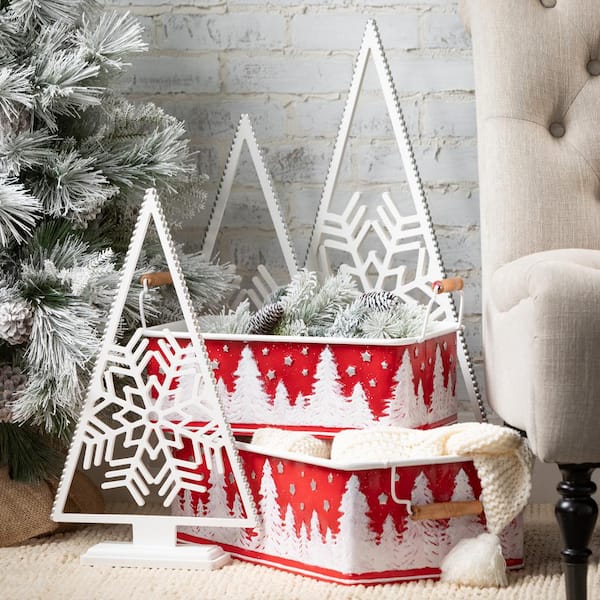 Winter Wonder Lane White Christmas Pattern 2-Piece Stoneware Loaf Pan Set