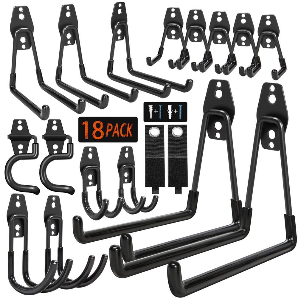 18 Pack Heavy Duty Garage Hooks Set with Triple Layer Coating for Hanging Bikes, Ladders, Tools, Hose, Garden Equipment price history on PriceWatchPro