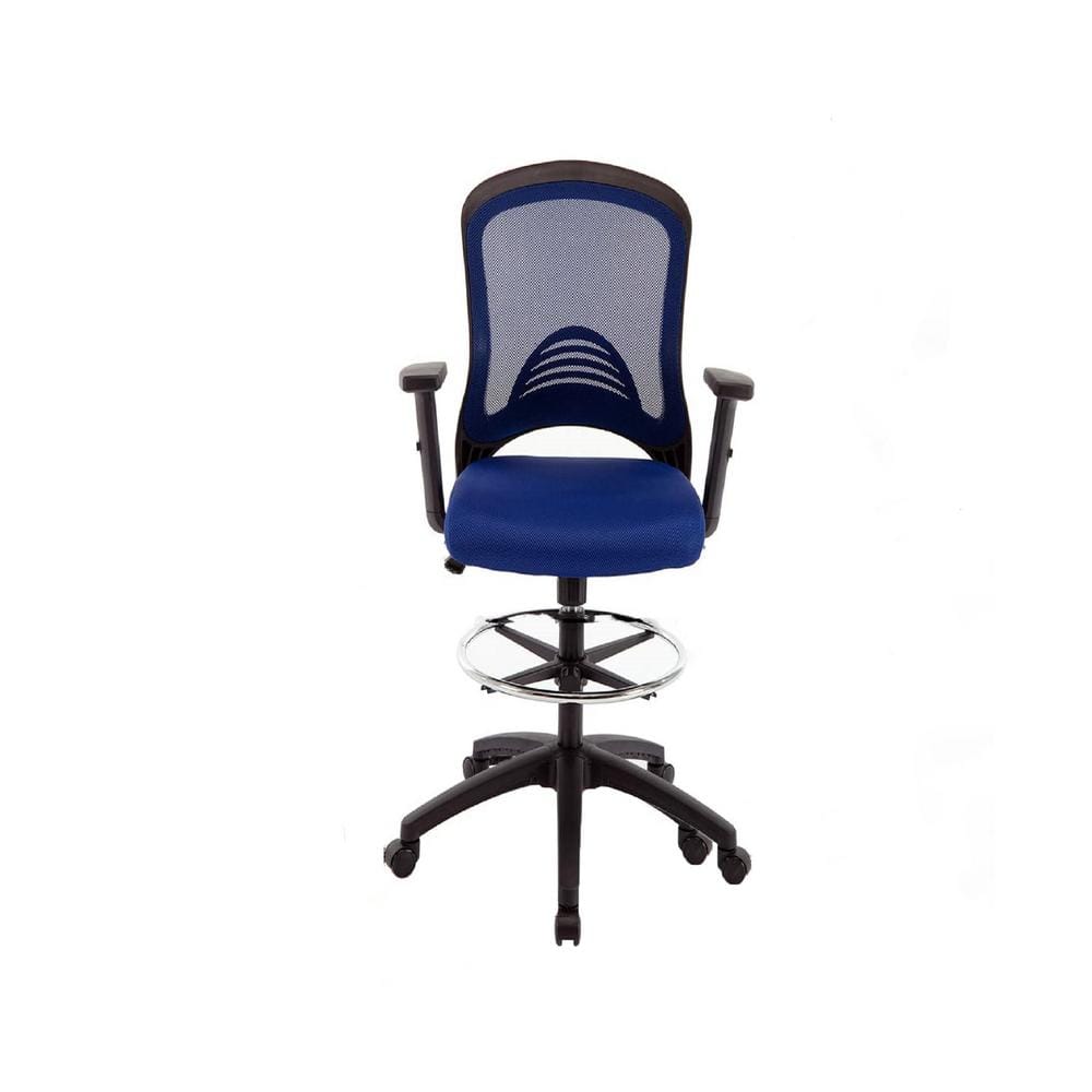Siavonce Blue Adjustable Height Comfortable Drafting Chairs with 360