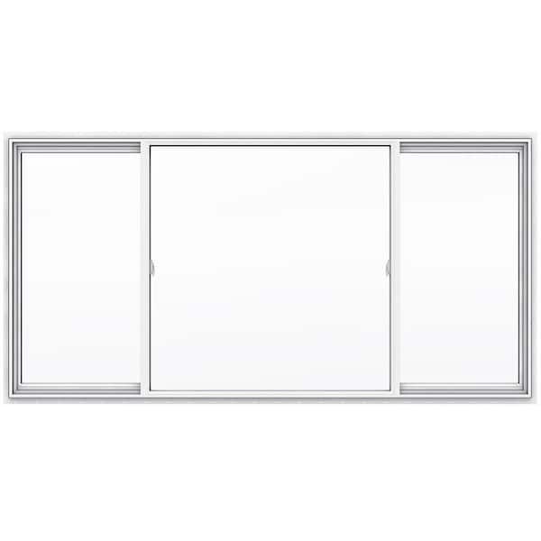 V-2500 96 in. x 48 in. White Vinyl Nailfin Sliding Window with Low E, Argon, Screen, and No Grids