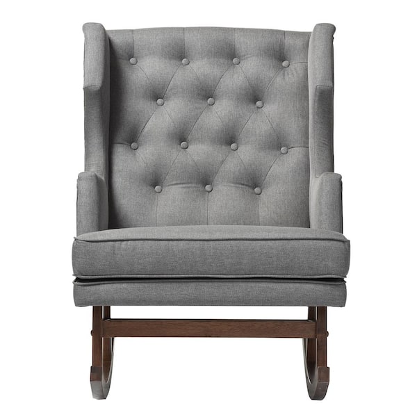 Baxton Studio Iona Mid-Century Gray Fabric Upholstered Rocking Chair