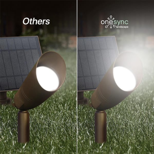 påske Uddybe cyklus Feit Electric OneSync Landscape 300 Lumens Bronze Solar Integrated LED  Outdoor Spotlight Multi-CCT Plus RGB w/Adj Head Panel and Cable SPOT/PANEL/SYNC/RP  - The Home Depot
