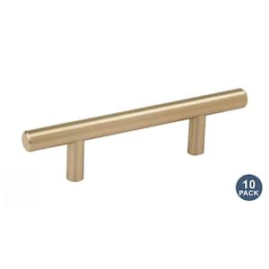10-Pack Bar Pulls 3 in. 76mm Modern Golden Champagne Bar Cabinet Pulls