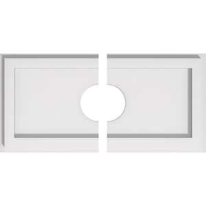 16 in. x 8 in. x 1 in. Rectangle Architectural Grade PVC Contemporary Ceiling Medallion (2-Piece)