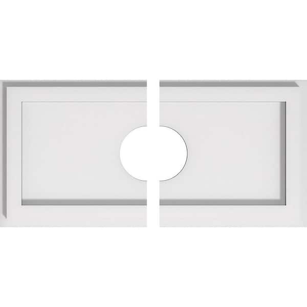 Ekena Millwork 16 in. x 8 in. x 1 in. Rectangle Architectural Grade PVC Contemporary Ceiling Medallion (2-Piece)