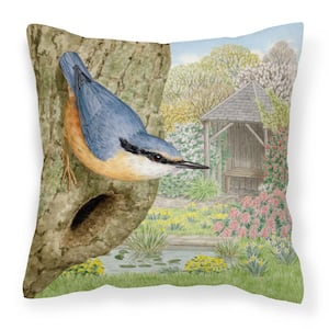 14 in. x 14 in. Multi-Color Outdoor Lumbar Throw Pillow Nuthatch by Sarah Adams Canvas Decorative Pillow