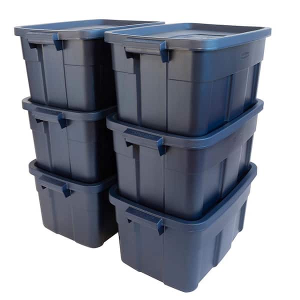 Rubbermaid Roughneck 14-Gal. Storage Tote Box in Dark Indigo Metallic (6-Pack)