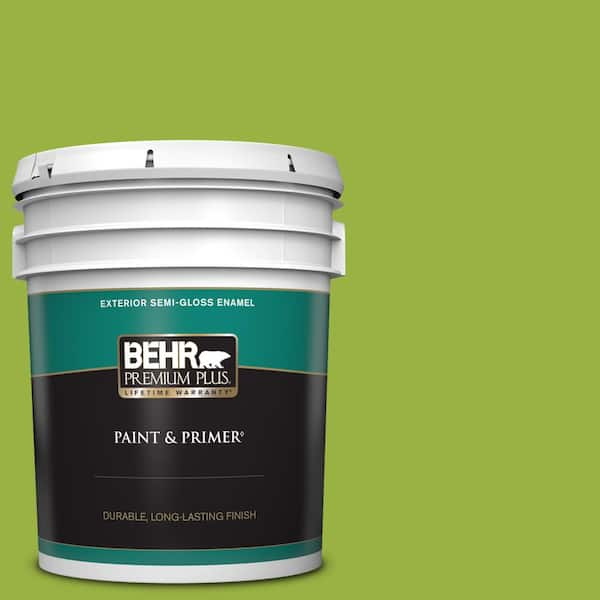 BEHR PREMIUM PLUS 5 gal. #410B-7 Bamboo Leaf Semi-Gloss Enamel Exterior Paint & Primer