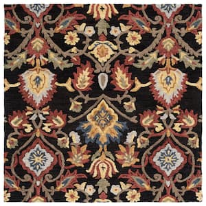 Blossom Charcoal/Multi 8 ft. x 8 ft. Geometric Floral Square Area Rug