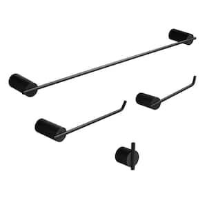 AFA 4-Piece Bath Hardware Set with Towel Bar Toilet Paper Holder Double Towel Hook in Stainless Steel Matte black