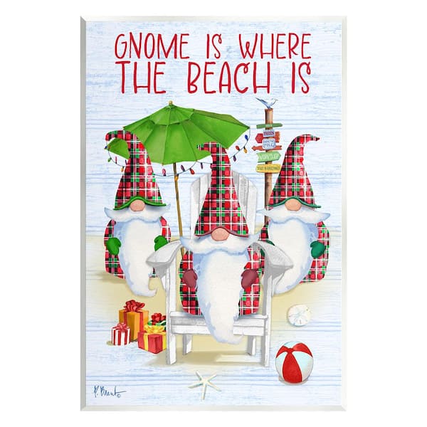 Stupell Industries Tropical Christmas Gnomes by Paul Brent 1-Piece Unframed Graphic Print Fantasy Poster Art Print 15 in. x 10 in.