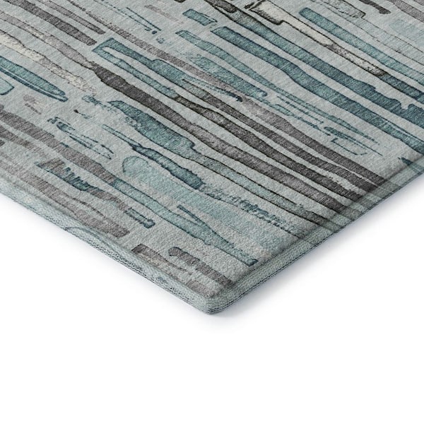 Mayfield Premium Machine Washable Abstract AMF1684 Teal 9 ft. x 12 ft. Area Rug