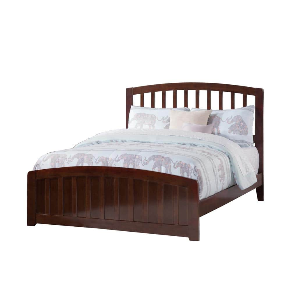 Richmond Walnut Full Wood Platform Bed with Slats