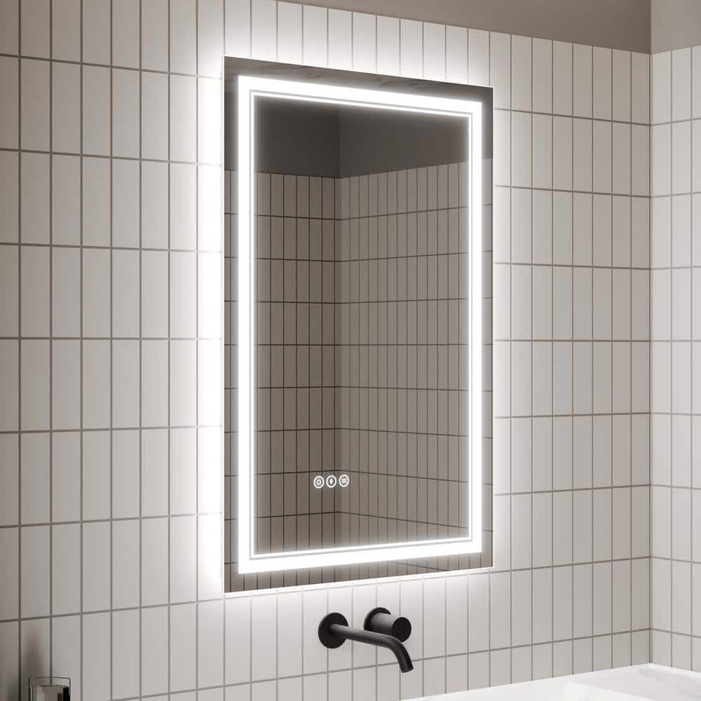 24 in. W x 32 in. H Large Rectangle LED Bathroom Vanity Mirror Wall Mounted